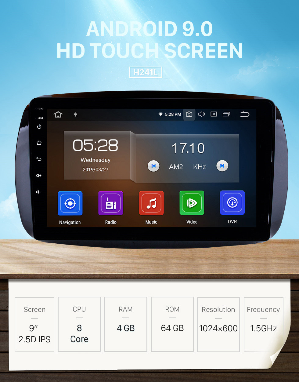 Seicane 9 Inch Android 9.0 HD 1024*600 Touchscreen Radio For 2015 2016 Mercedes Benz SMART Car Stereo GPS Navigation System Bluetooth Support Mirror Link OBD2 AUX 3G WiFi DVR 1080P Video Steering Wheel Control Seicane 9 Inch Android 9.0 HD 1024*600 Touchscreen Radio For 2015 2016 Mercedes Benz SMART Car Stereo GPS Navigation System Bluetooth Support Mirror Link OBD2 AUX 3G WiFi DVR 1080P Video Steering Wheel Control