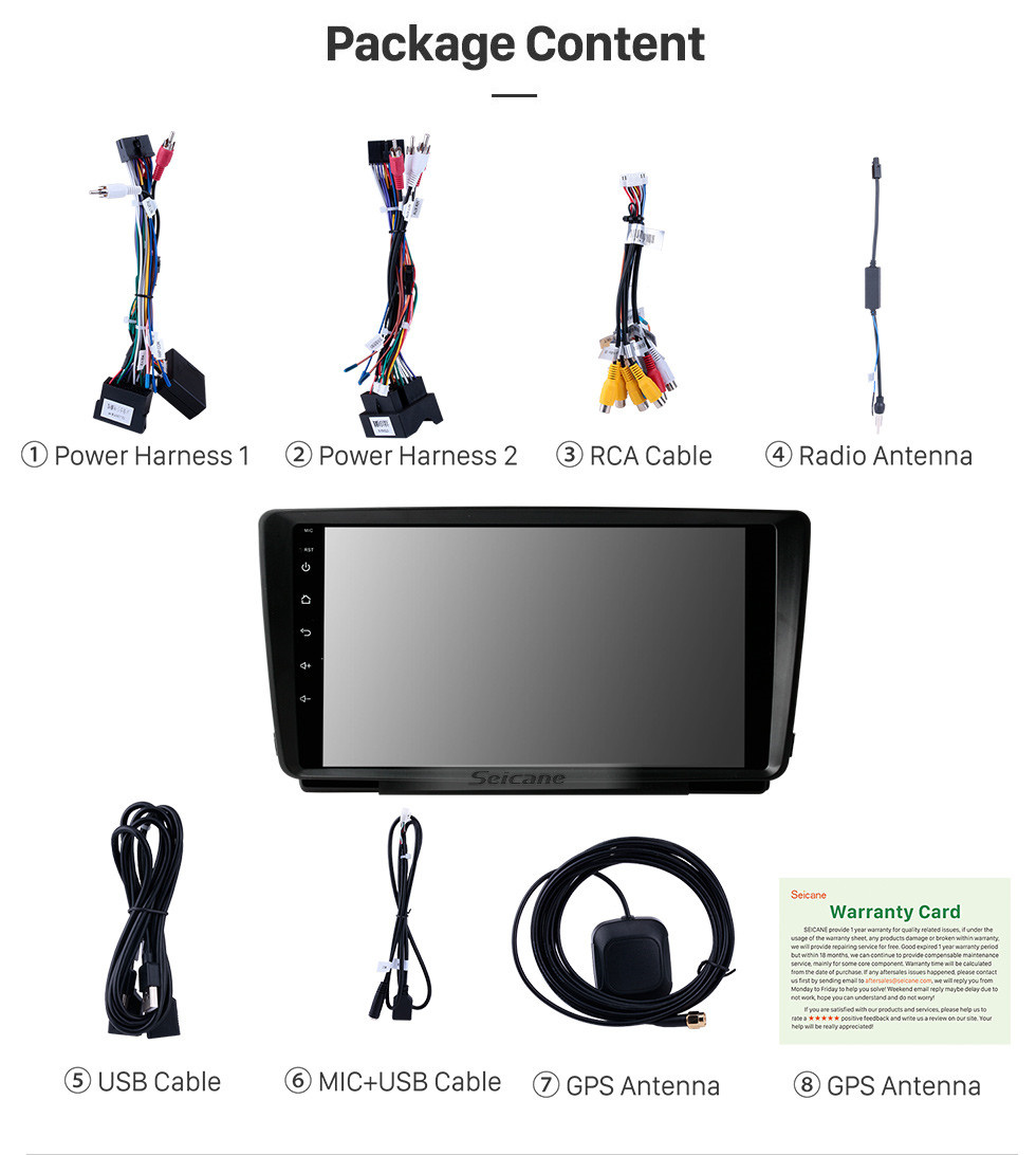 Seicane Pantalla táctil HD de 9 pulgadas Android 11.0 para SKODA OCTAVIA 2014 Radio Sistema de navegación GPS Soporte Bluetooth Carplay Cámara de respaldo