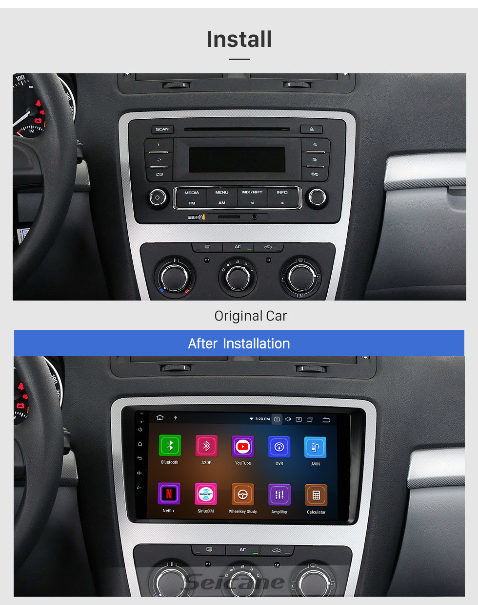 Seicane HD Touchscreen 9 Zoll Android 11.0 Für SKODA OCTAVIA 2014 Radio GPS Navigationssystem Bluetooth Carplay Unterstützung Backup-Kamera