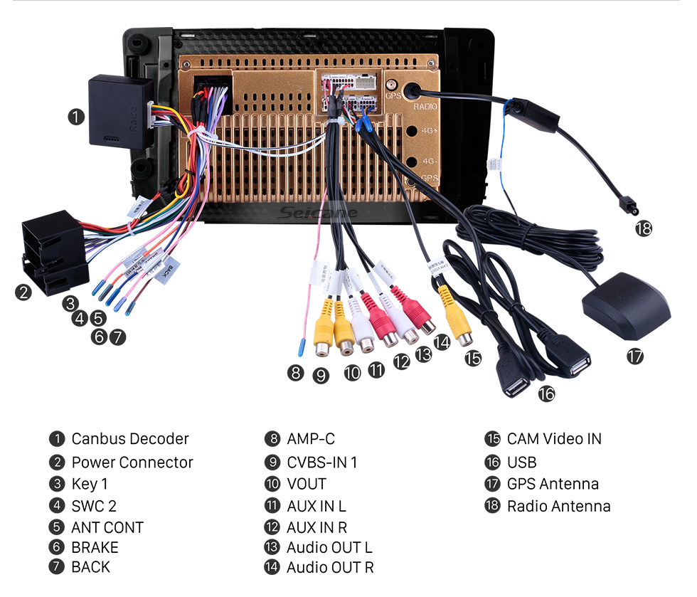 Seicane Android 10.0 HD Touchscreen de 9 polegadas para SKODA OCTAVIA 2014 Sistema de navegação GPS por rádio com suporte para Bluetooth Câmera traseira Carplay