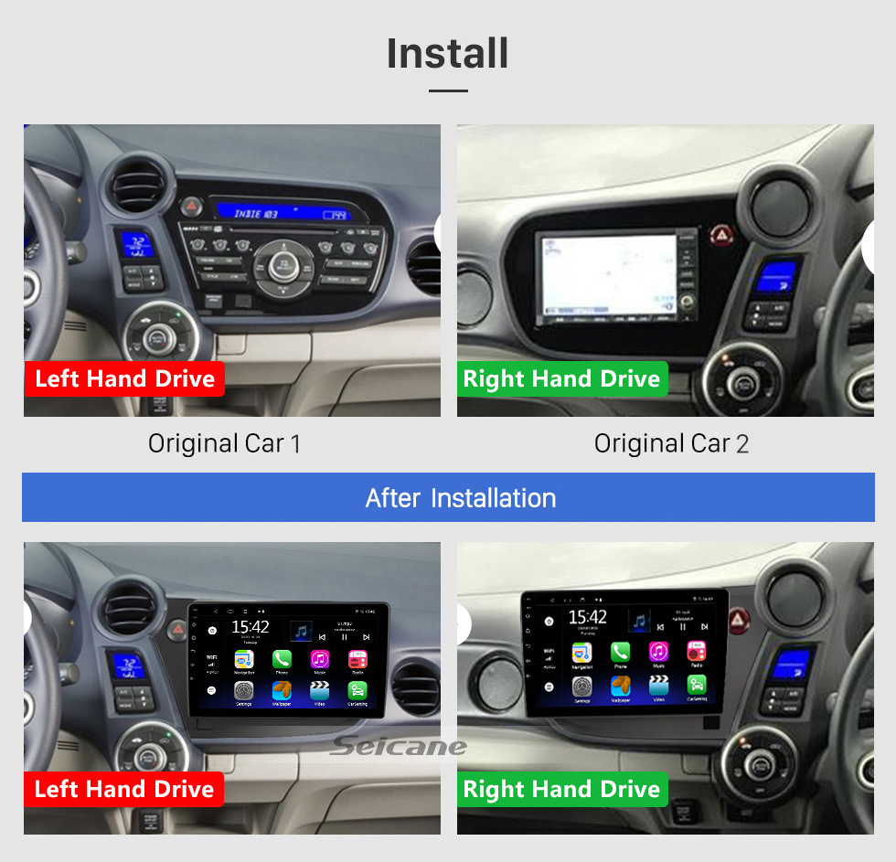 Seicane Tela sensível ao toque HD de 9 polegadas para 2009-2021 HONDA INSIGHT LHD rádio de carro estéreo Bluetooth Android carro GPS navegação suporte DVR
