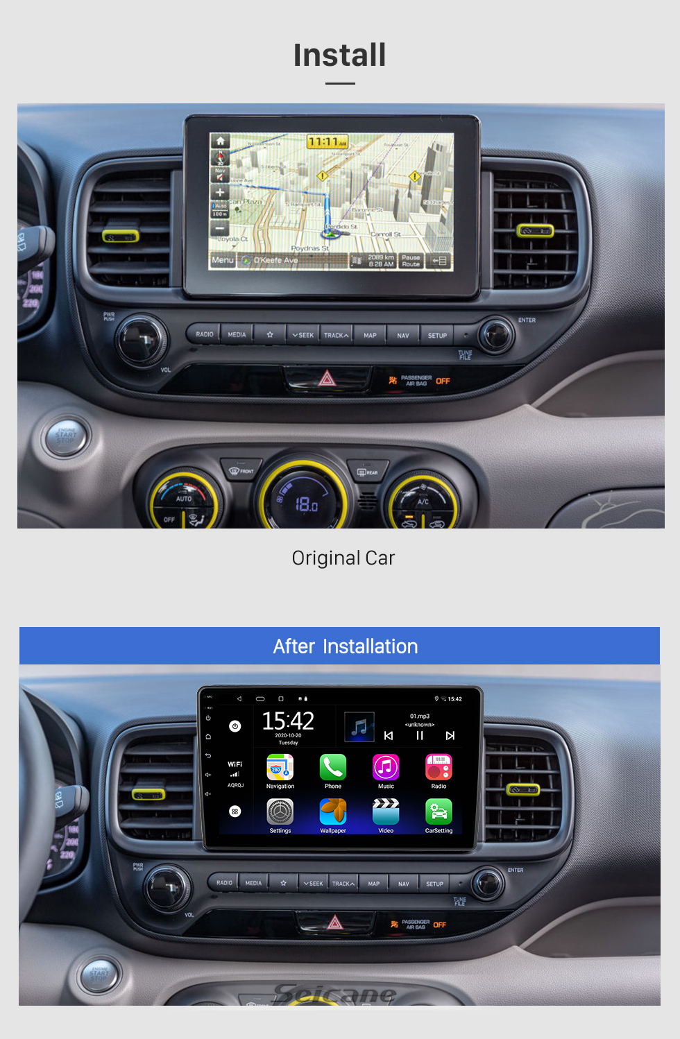 Seicane Für SEAT ALTEA LHD 2004-2015 Radio Android 10.0 HD Touchscreen 9-Zoll-GPS-Navigationssystem mit Bluetooth-Unterstützung Carplay DVR