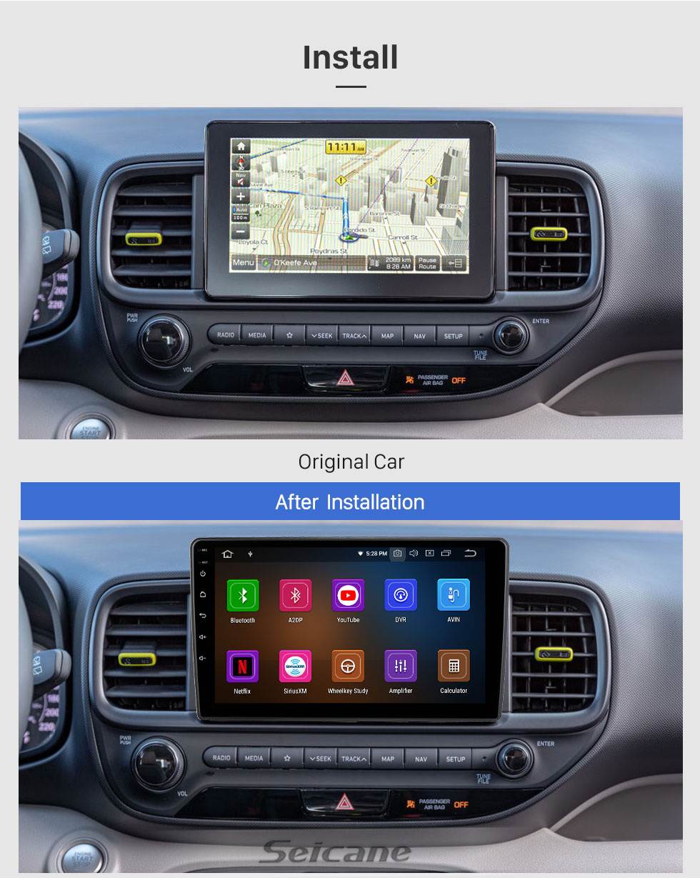 Seicane Écran tactile HD 9 pouces Android 11.0 pour HYUNDAI VENUE LHD 2018 Radio Système de navigation GPS Bluetooth Support Carplay Caméra de recul