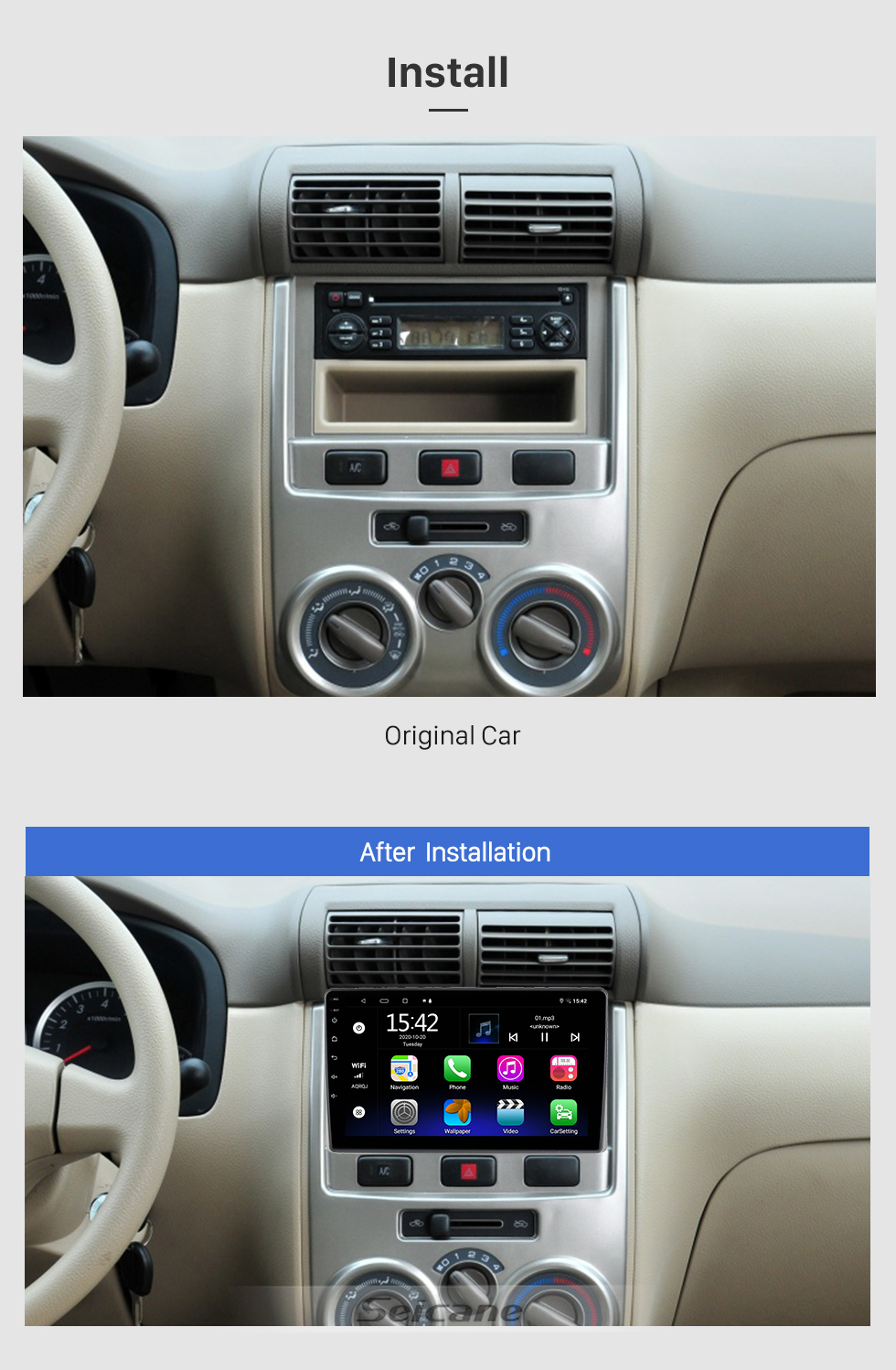 Seicane Android 10.0 de 9 pulgadas para Kia K5 LHD 2013-2015 Radio Sistema de navegación GPS con pantalla táctil HD Soporte Bluetooth Carplay OBD2