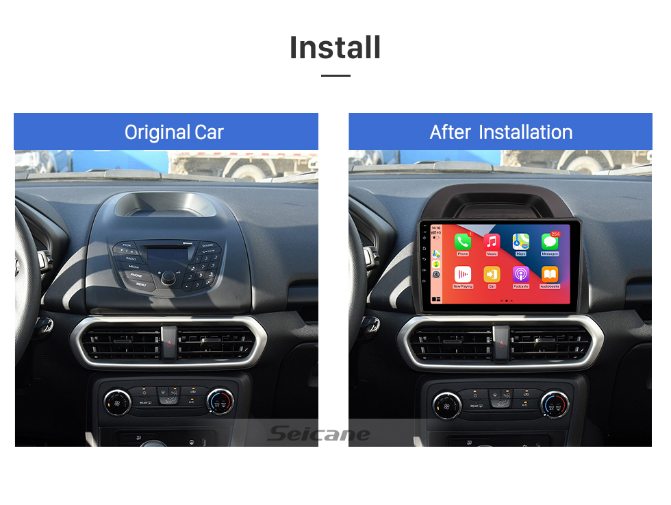 Seicane 10.1 pulgadas Android 13.0 para 2018 FORD ECOSPORT Radio Sistema de navegación GPS con pantalla táctil HD Soporte Bluetooth Carplay OBD2
