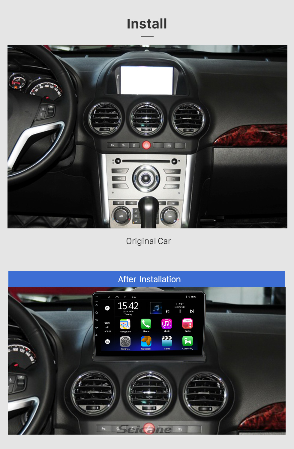 Seicane Pour OPEL ANTARA 2008-2013 Radio Android 13.0 HD écran tactile 9 pouces système de navigation GPS avec prise en charge Bluetooth Carplay DVR