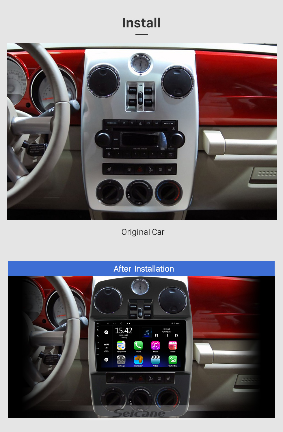 Seicane Audio de voiture à écran tactile Android 10.0 avec GPS Carplay pour 2013 Toyota Avalon LHD Support Bluetooth WIFI DVR