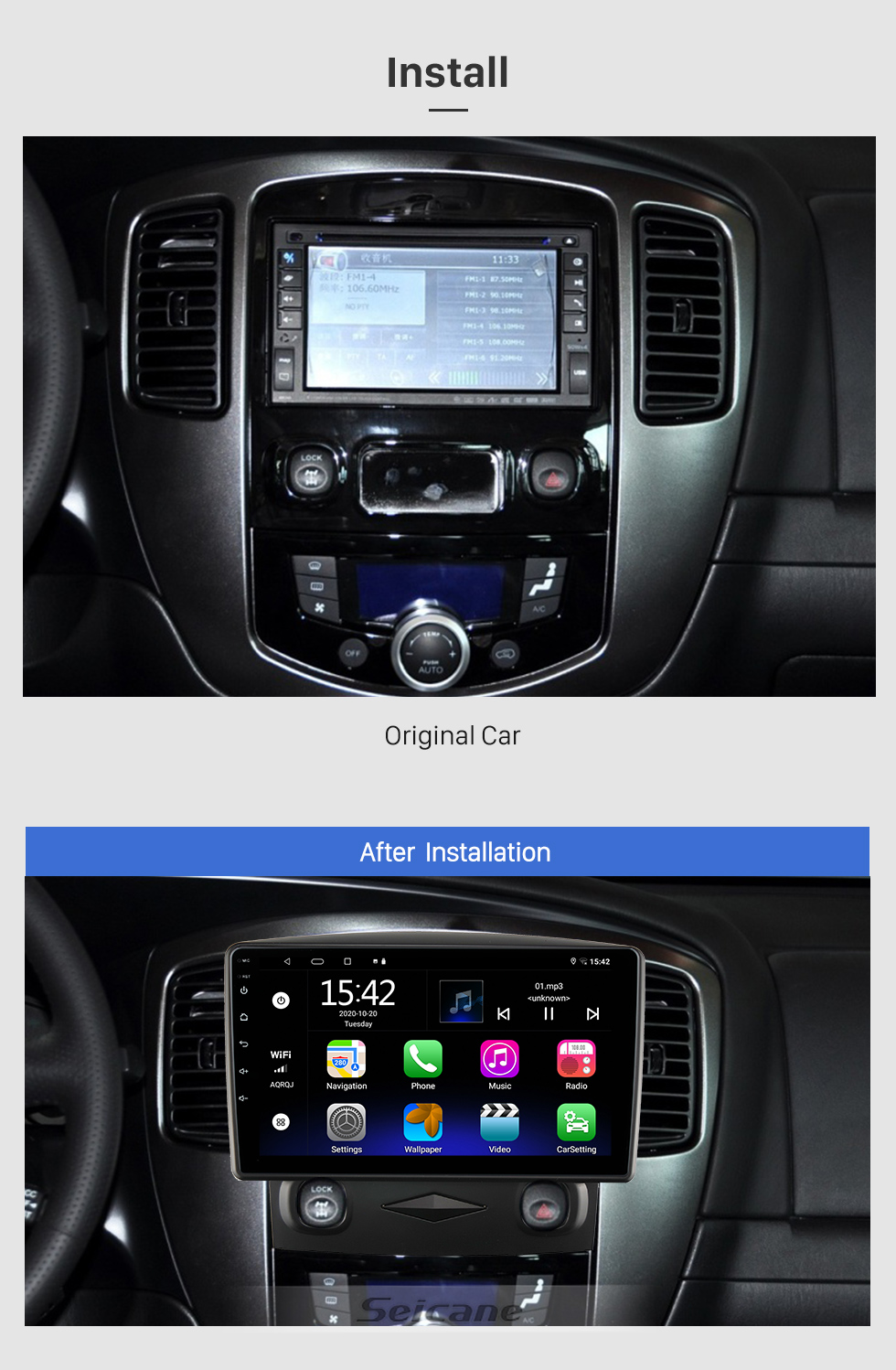 Seicane Pour 2006-2008 Mazda Tribute 2008-2010 Ford ESCAPE Android 13.0 Système stéréo de voiture à écran tactile avec Bluetooth WIFI GPS Navi
