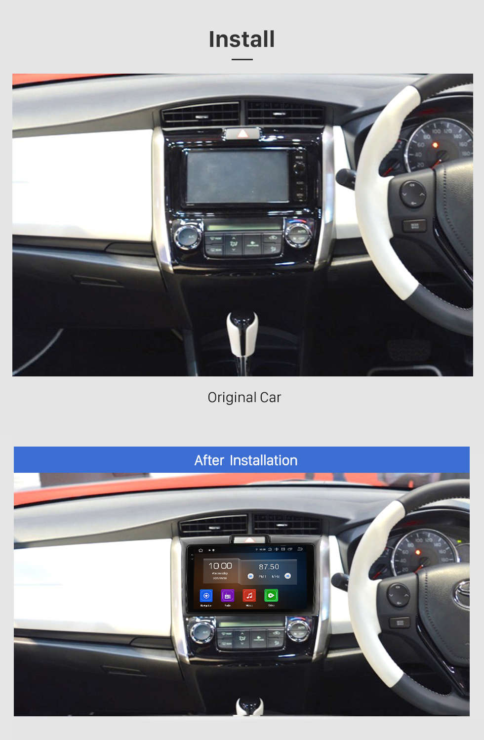 Seicane Pantalla táctil HD de 9 pulgadas para 2015 Toyota Corolla AXIO FIELDER sistema estéreo de coche Android 13.0 con navegación por radio automática bluetooth Seicane Pantalla táctil HD de 9 pulgadas para 2015 Toyota Corolla AXIO FIELDER sistema estéreo de coche Android 13.0 con navegación por radio automática bluetooth