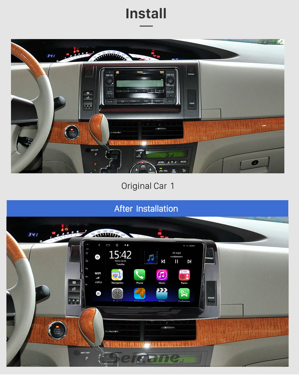 Seicane Tela sensível ao toque HD de 10,1 polegadas para 2006 Toyota Previa Estima Tarago LHD Android 10.0 CD Radio suporte autoradio navigatio