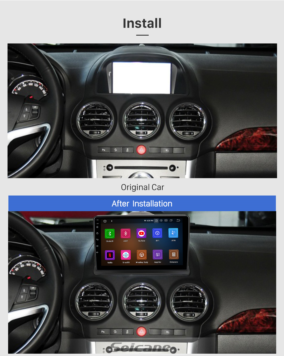 Seicane Tela sensível ao toque HD de 9 polegadas Android 11.0 para OPEL ANTARA 2008-2013 Sistema de navegação GPS por rádio Bluetooth Suporte para carplay Câmera de backup