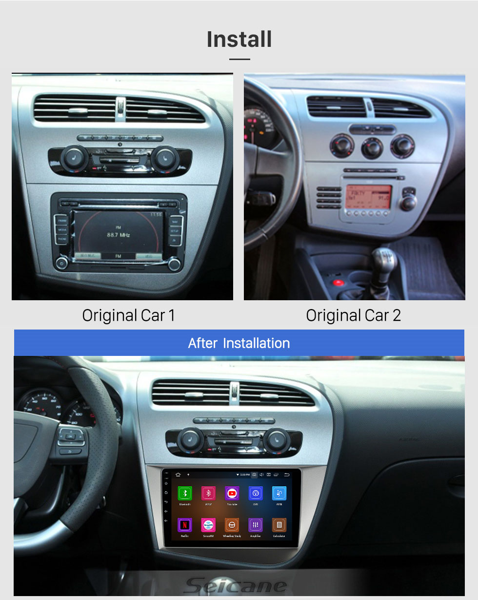 Seicane Сенсорный экран HD 9 дюймов Android 11.0 для SEAT LEON LHD 2005-2012 Радио GPS-навигационная система Поддержка Bluetooth Carplay Резервная камера