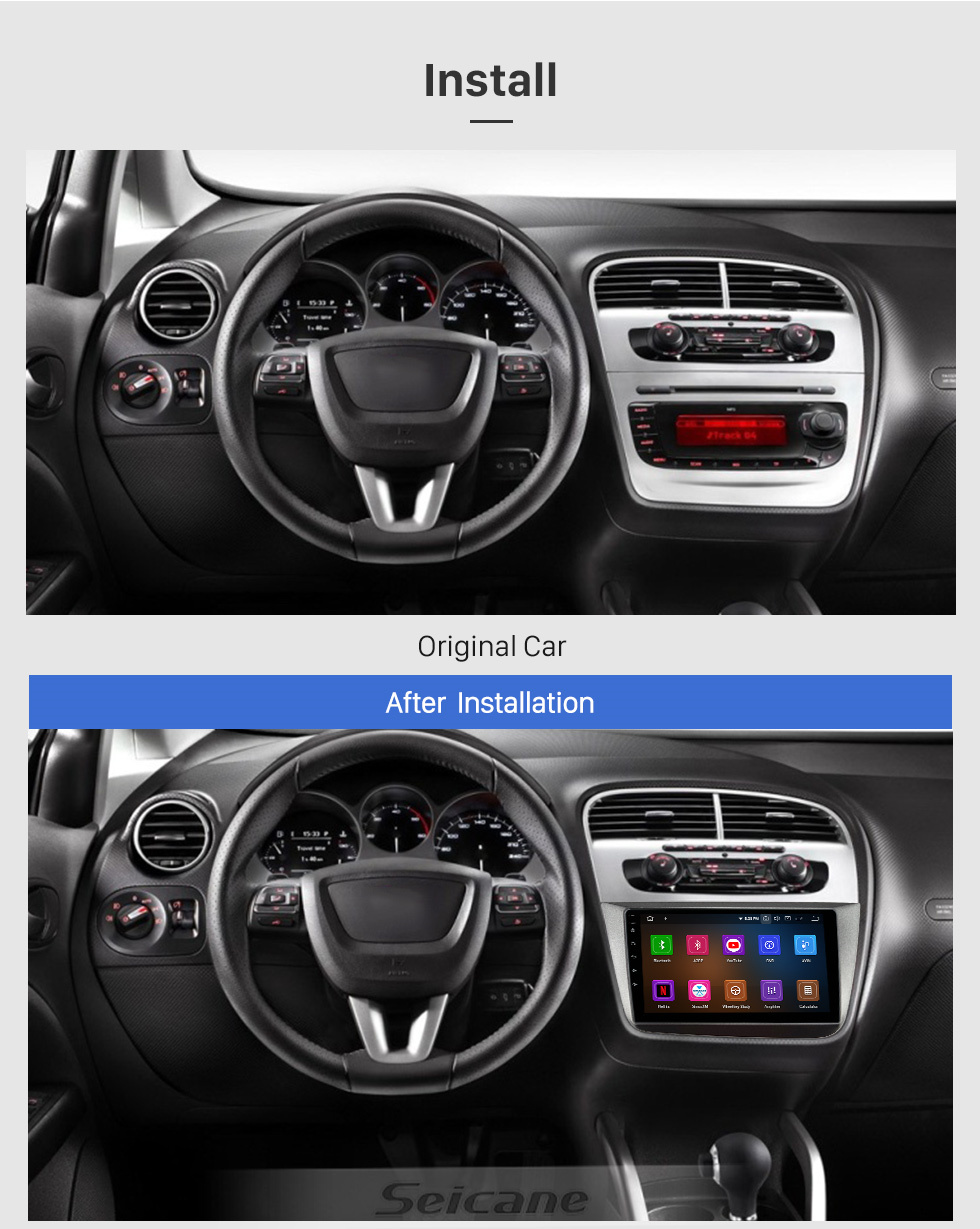 Seicane Android 11.0 pour SEAT ALTEA LHD 2004-2015 Radio Système de navigation GPS 9 pouces avec écran tactile Bluetooth HD Support Carplay SWC