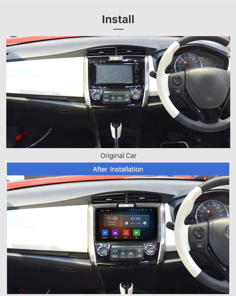 Seicane Téléphone Bluetooth Radio à écran tactile de 9 pouces pour Toyota Corolla AXIO FIELDER 2015 dans le tableau de bord Lecteur DVD Prise en charge de la navigation autoradio Commande au volant