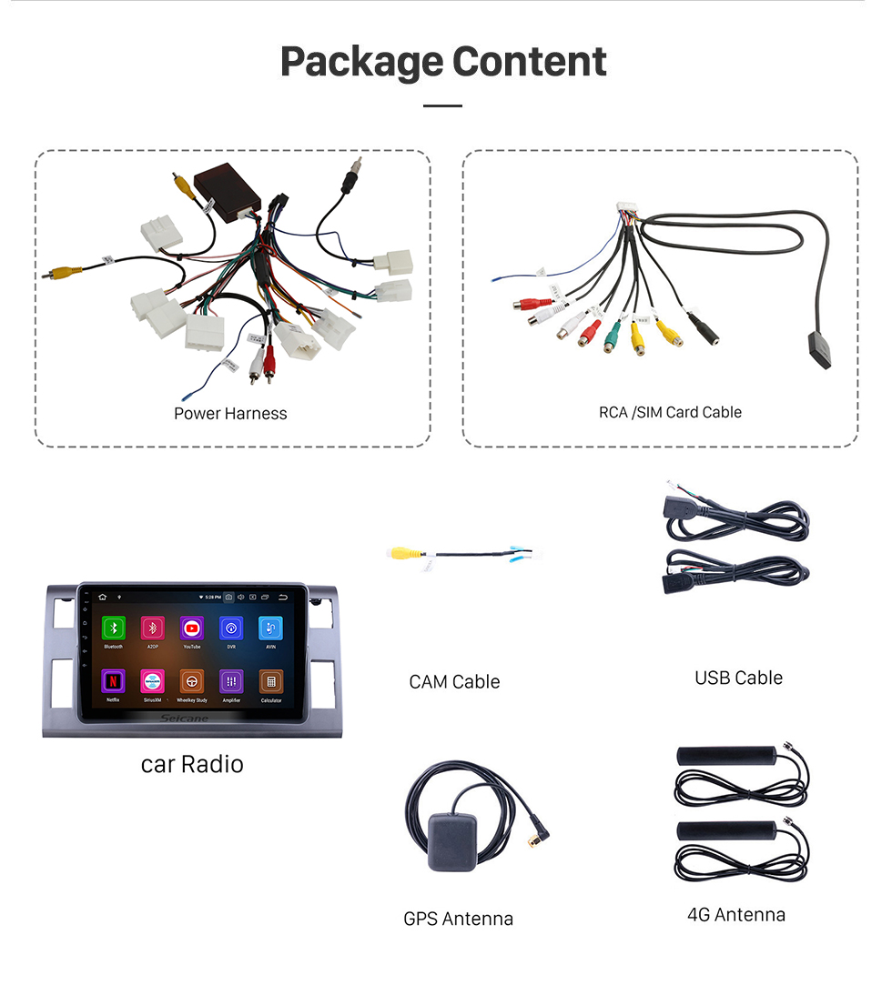 Seicane Pantalla táctil HD de 10.1 pulgadas Android 13.0 para 2006 Toyota Previa Estima Tarago Radio Sistema de navegación GPS Soporte Bluetooth Carplay Cámara de respaldo