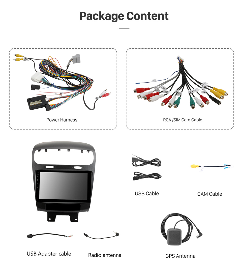 Seicane Tela sensível ao toque HD de 9 polegadas de alta qualidade para 2011-2020 Dodge Journey JC 2012-2014 FIAT FREEMONT Multimídia Player Sistema Estéreo de Carro com Bluetooth Suporte de Navegação Aftermarket Controle de Volante