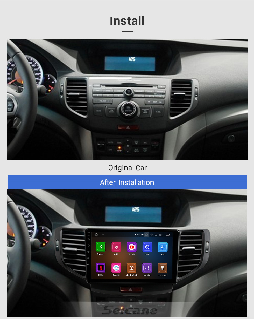 Seicane Écran tactile HD de 9 pouces pour 2008-2012 Système de navigation GPS Honda Spirior Stéréo de voiture avec Bluetooth 3G / 4G Wifi Radio FM Prise en charge de la caméra de recul