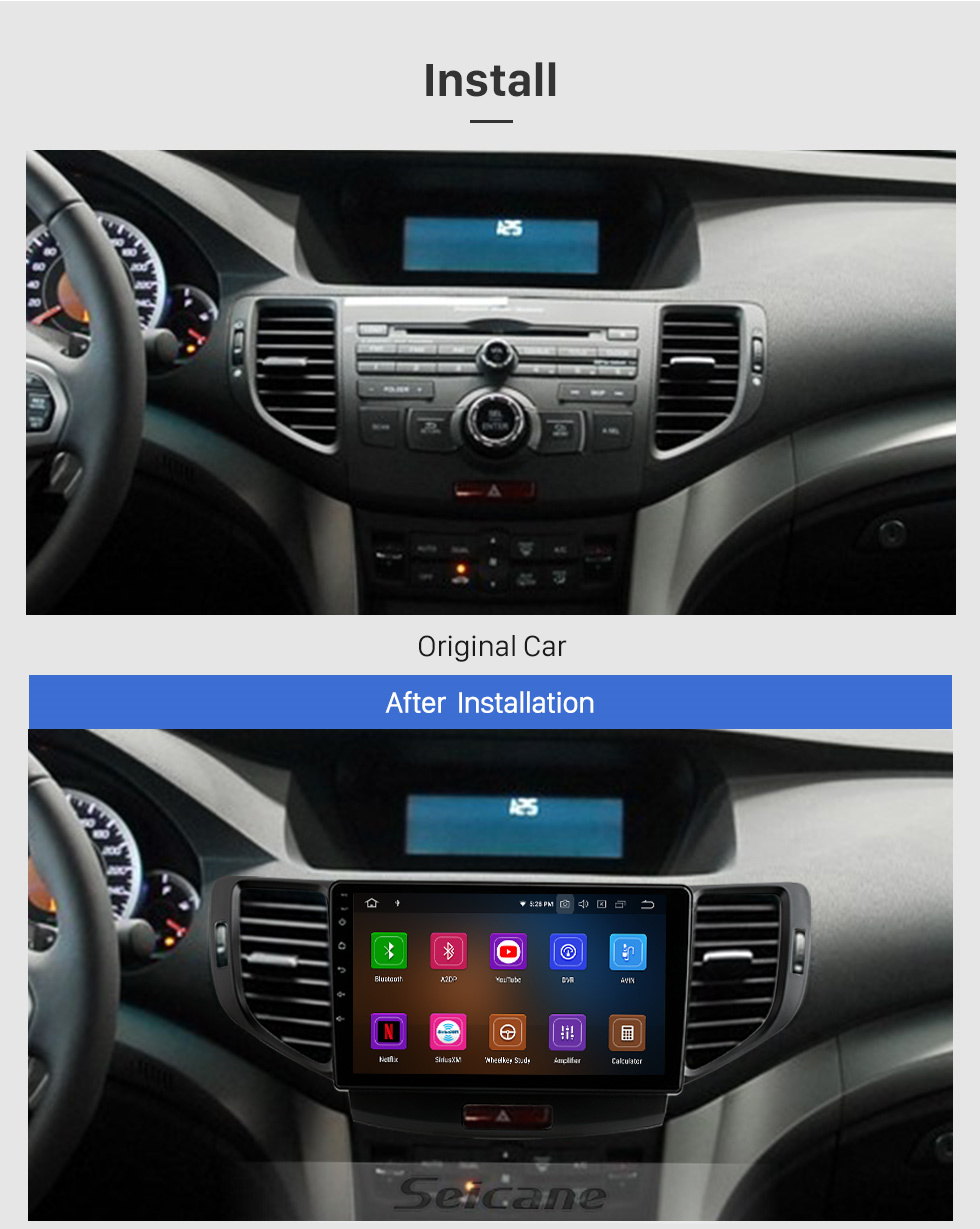 Seicane Pantalla táctil HD de 9 pulgadas para Honda Spirior 2008-2012 Sistema de navegación GPS Estéreo para automóvil con Bluetooth 3G / 4G Wifi Radio FM Soporte Cámara de visión trasera