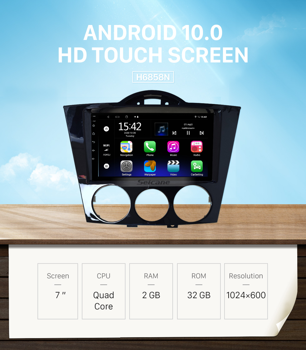 Seicane 7-Zoll-HD-Touchscreen für 2003-2021 MAZDA RX8 GPS-Navigationssystem Auto-DVD-Player mit WLAN-Autoradio-Reparatur Aftermarket-Navigationsunterstützung HD-Digital-TV