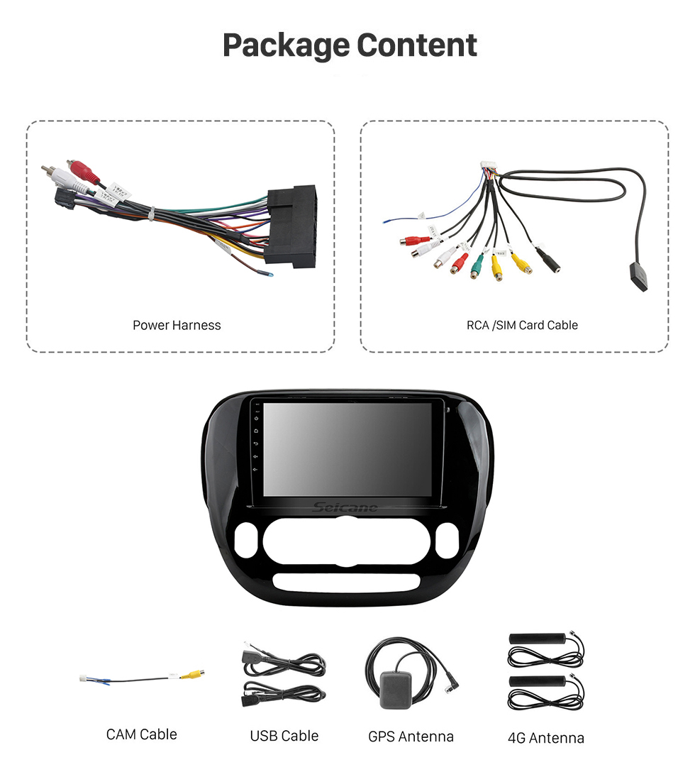 Seicane Radio de coche Blutooth con navegación GPS Carplay para 2014 Kia Soul Android 12.0 Pantalla táctil WIFI Soporte Imagen en imagen Cámara de visión trasera