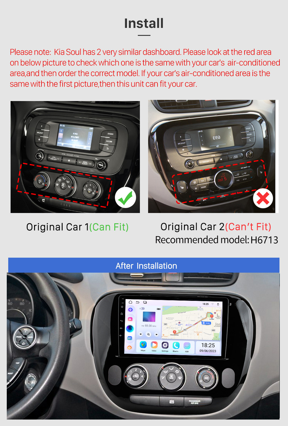 Seicane 9-Zoll-HD-Touchscreen für 2014 KIA SOUL Radio-Autoradio mit Bluetooth-Autoradio mit GPS-WLAN-Unterstützung FM/AM/RDS-Radio