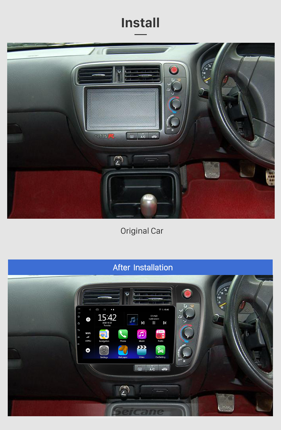 Seicane 9 inch HD Touchscreen for 1998-2000 HONDA CIVIC RHD  GPS Navi car radio repair bluetooth car radio support HD Digital TV