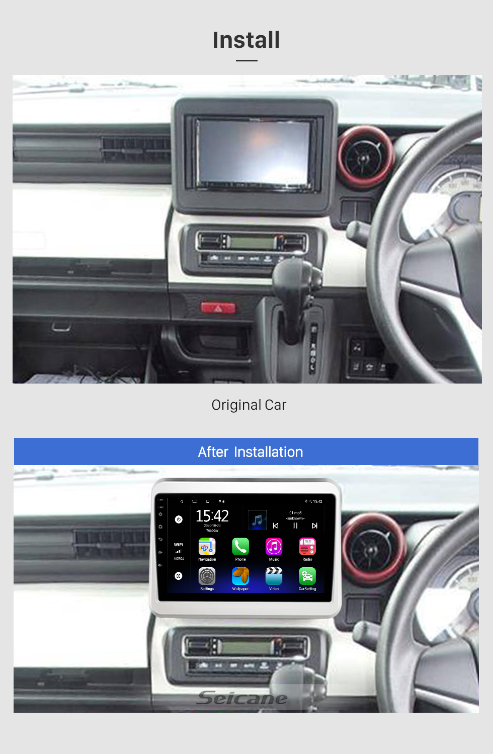 Seicane 9 pouces HD Touchscree pour 2017-2021 SUZUKI SPACIA autoradio autoradio autoradio Bluetooth voiture audio avec GPS support caméra de recul