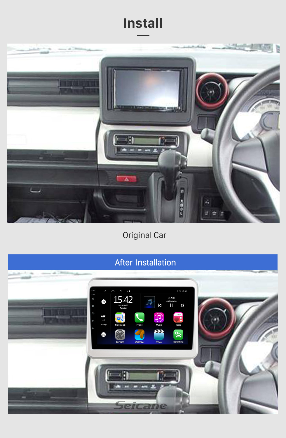 Seicane 9 Zoll HD Touchscree für 2017-2021 SUZUKI SPACIA Autoradio Autoradio Bluetooth Autoradio mit GPS-Unterstützung Rückfahrkamera