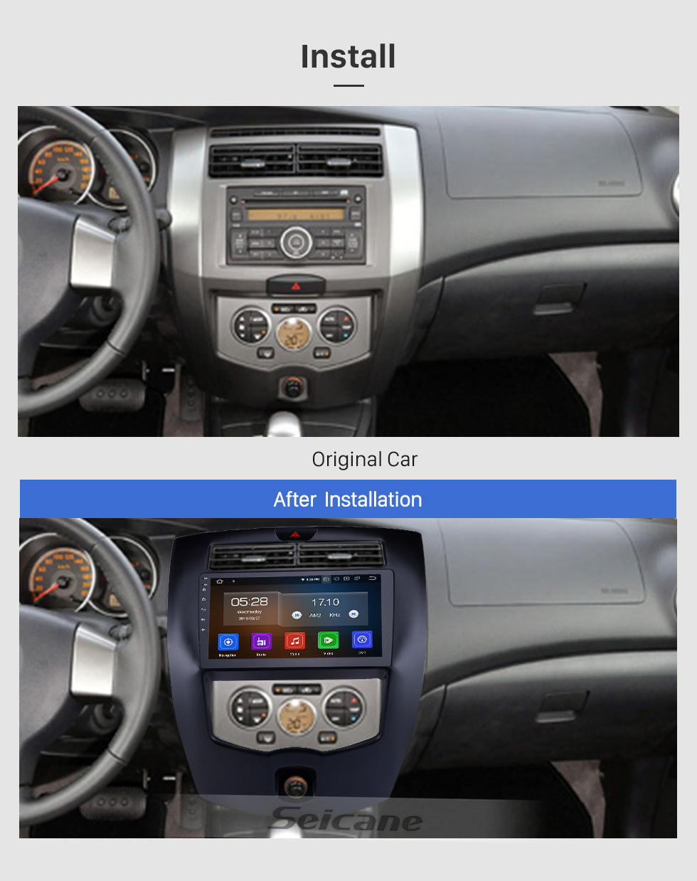 Seicane 2013-2016 Nissan LIVINA (LHD) Android 9.0 HD Pantalla táctil 10.1 pulgadas Bluetooth Radio Navegación GPS USB WIFI Control del volante Reproductor de DVD 4G TPMS DVR Quad-core Seicane 2013-2016 Nissan LIVINA (LHD) Android 9.0 HD Pantalla táctil 10.1 pulgadas Bluetooth Radio Navegación GPS USB WIFI Control del volante Reproductor de DVD 4G TPMS DVR Quad-core