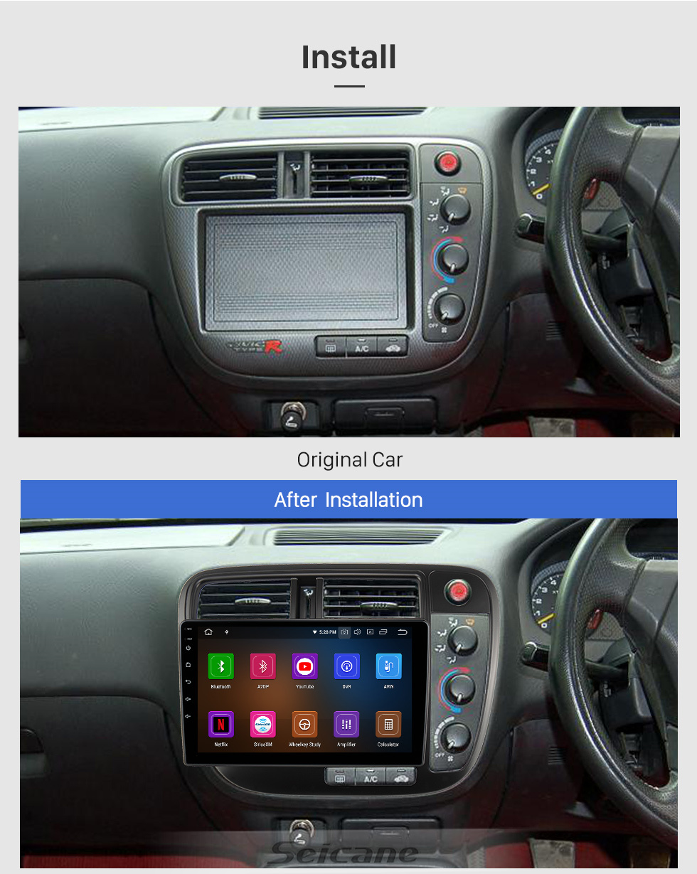 Seicane Écran tactile HD 1998-2000 Honda Civic RHD manuel système stéréo de voiture A / C avec support WIFI Bluetooth GPS DVR image dans l'image Seicane Écran tactile HD 1998-2000 Honda Civic RHD manuel système stéréo de voiture A / C avec support WIFI Bluetooth GPS DVR image dans l'image