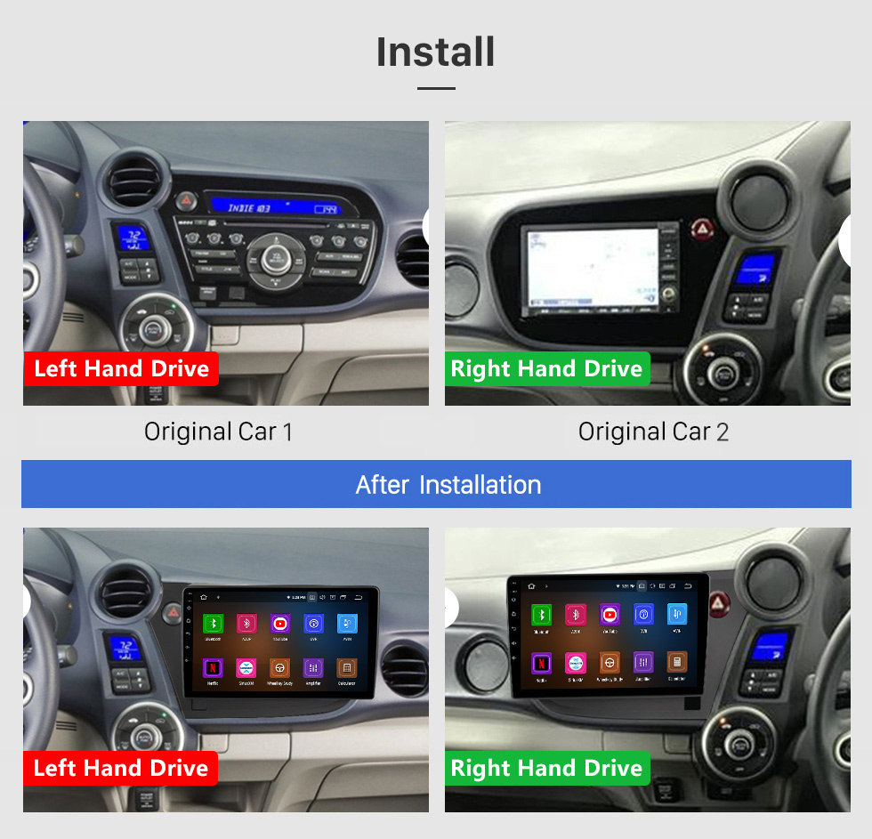 Seicane Audio de voiture Bluetooth de haute qualité avec GPS pour 2009-2021 Honda Insight LHD Support écran tactile DVR caméra de recul