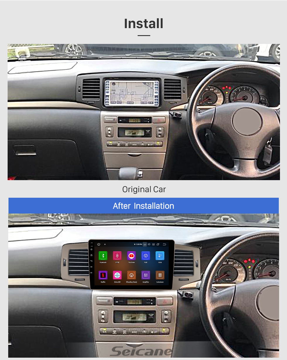 Seicane Pour 2006 Toyota Corolla RHD système stéréo Android Carplay avec Bluetooth WIFI écran tactile Support image dans l&amp;#39;image caméra de recul