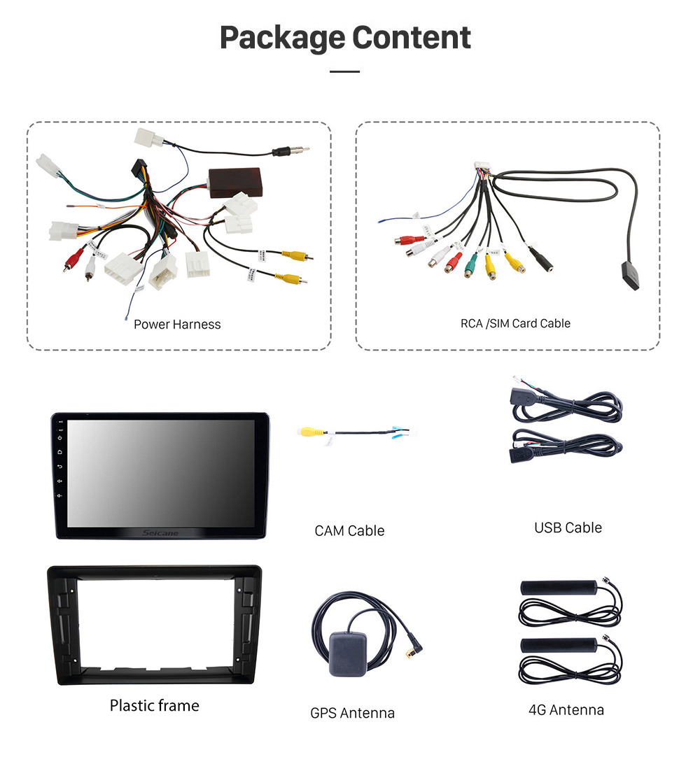 Seicane Ecrã táctil HD de 9 polegadas para 2002-2008 Toyota Avensis Sistema de navegação GPS, auto-rádio, sistema estéreo para automóveis, suporte para ecrã dividido