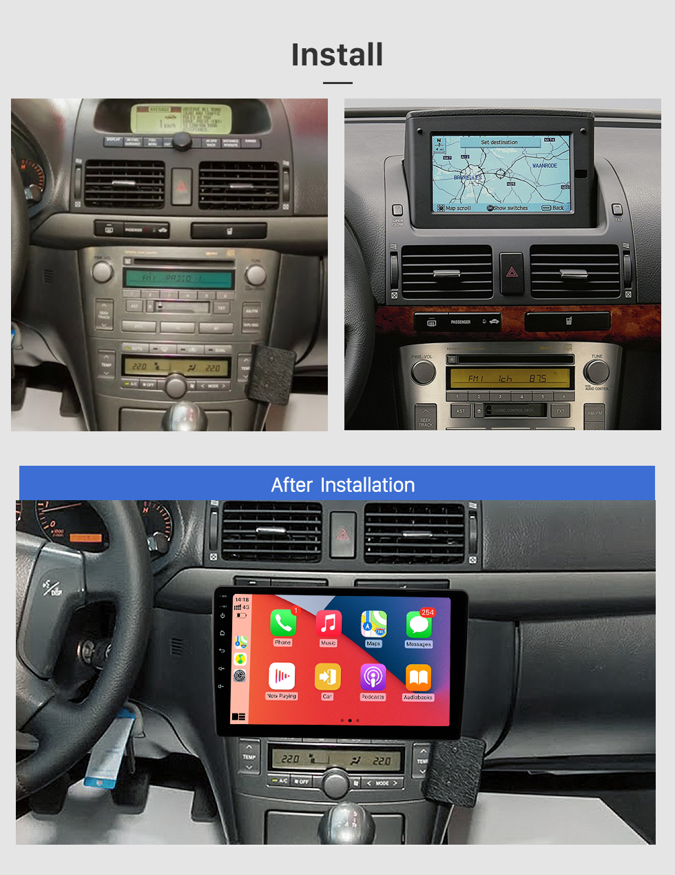 Seicane Tela sensível ao toque hd de 9 polegadas para 2002-2008 sistema de navegação gps toyota avensis rádio do carro suporte do sistema estéreo do carro tela dividida