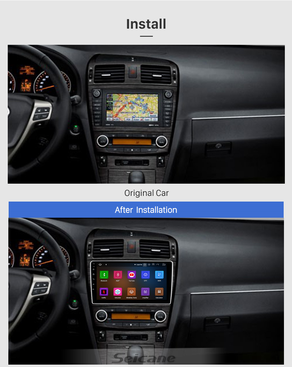 Seicane Pantalla táctil Android Car Audio para Toyota Avensis 2002-2008 Soporte Bluetooth WIFI Navegación GPS Imagen en imagen