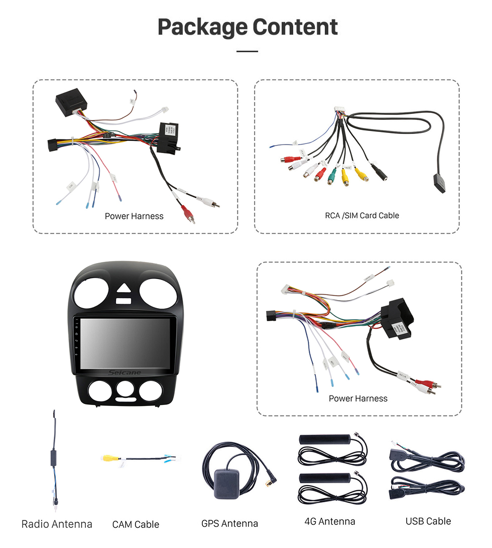 Seicane Sistema estéreo de carro bluetooth para 2010 Volkswagen Beetle GPS de navegação com suporte bluetooth Carplay câmera AHD