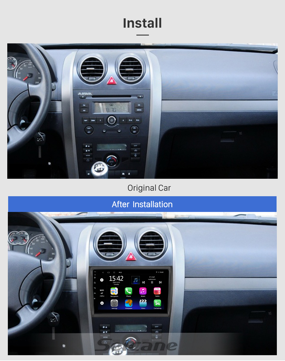 Seicane Android 10.0 HD Touchscreen de 9 polegadas para MAHINDRA SCORPIO Sistema de navegação GPS por rádio com suporte para Bluetooth Câmera traseira Carplay