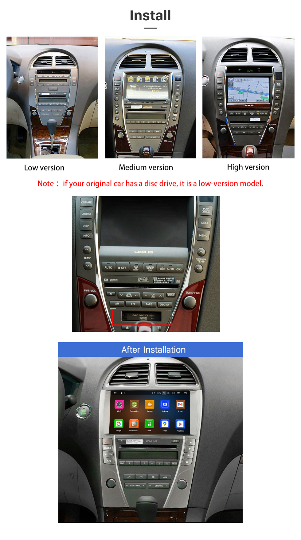 Seicane Android 13.0 For 2006-2012 LEXUS ES240 ES350 Radio 9 inch GPS Navigation System with Bluetooth HD Touchscreen Carplay support SWC Seicane Android 13.0 For 2006-2012 LEXUS ES240 ES350 Radio 9 inch GPS Navigation System with Bluetooth HD Touchscreen Carplay support SWC