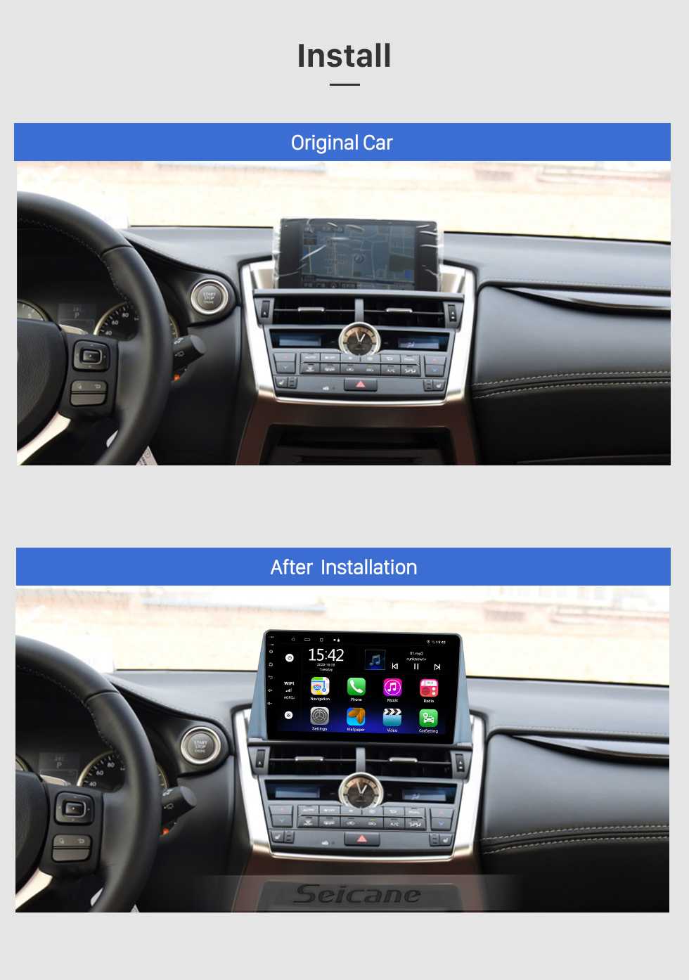 Seicane Android 10.0 HD Pantalla táctil de 9 pulgadas para 2016 LEXUS NX200 Radio Sistema de navegación GPS con soporte Bluetooth Cámara trasera Carplay