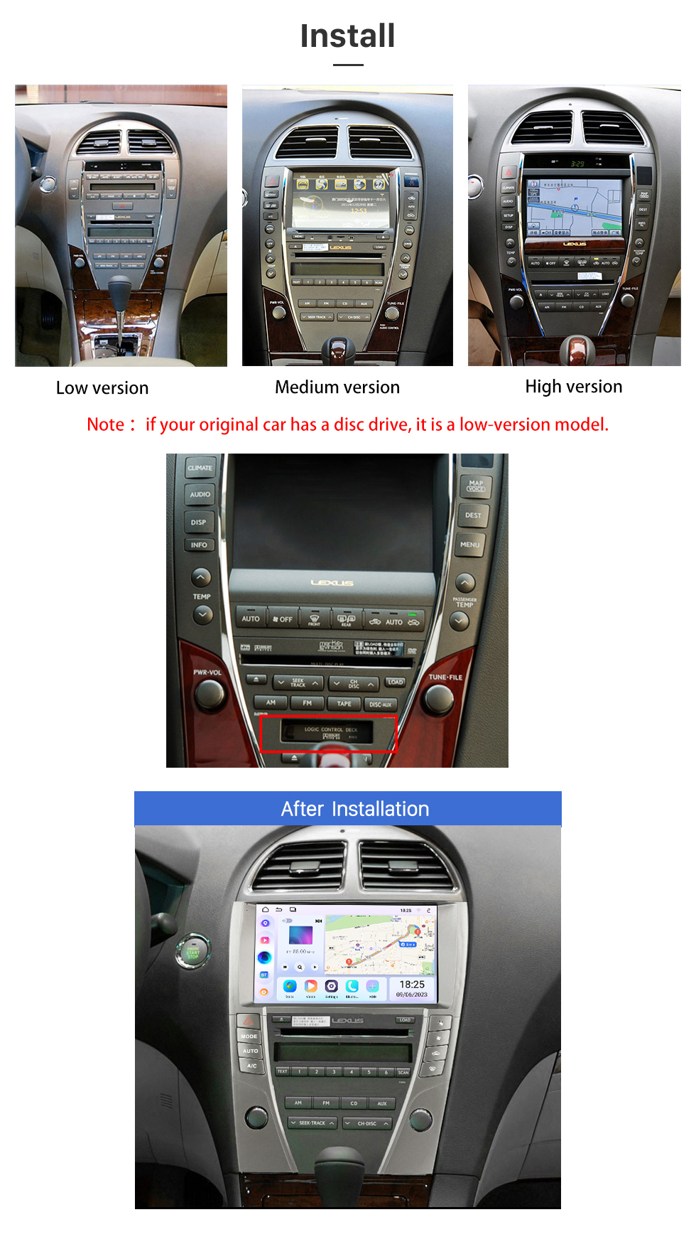 Seicane Для 2006-2012 LEXUS ES240 ES350 Радио Android 13.0 HD Сенсорный экран 9-дюймовая система GPS-навигации с поддержкой Bluetooth Carplay DVR