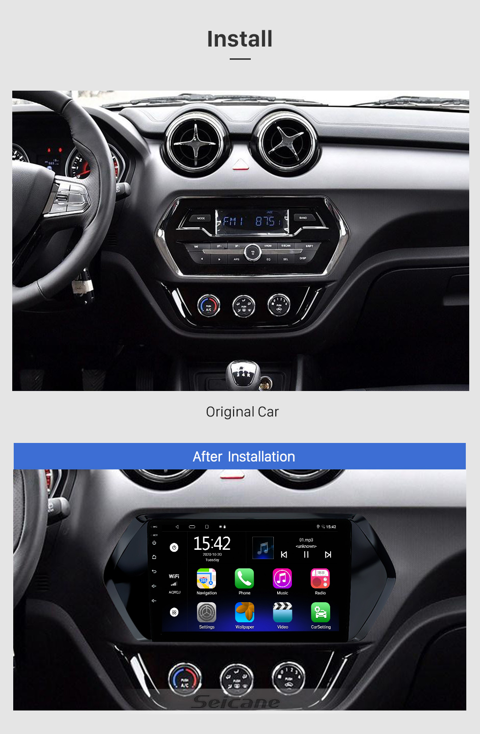 Seicane Para 2014-2018 Skoda Yeti Radio Android 10.0 HD Touchscreen Sistema de navegação GPS de 10,1 polegadas com suporte para Bluetooth Carplay DVR