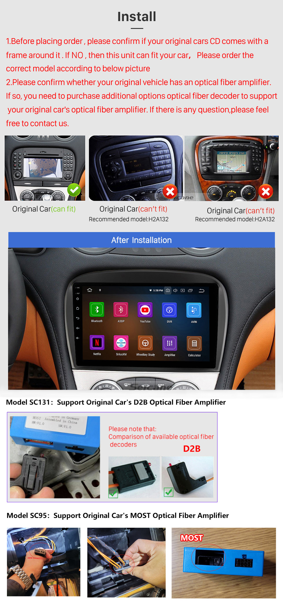 Seicane OEM Android 13.0 für 2001–2011 Mercedes Benz SL R230 SL350 SL500 SL55 SL600 SL65 Radio mit Bluetooth 9 Zoll HD Touchscreen GPS-Navigationssystem Carplay-Unterstützung DSP