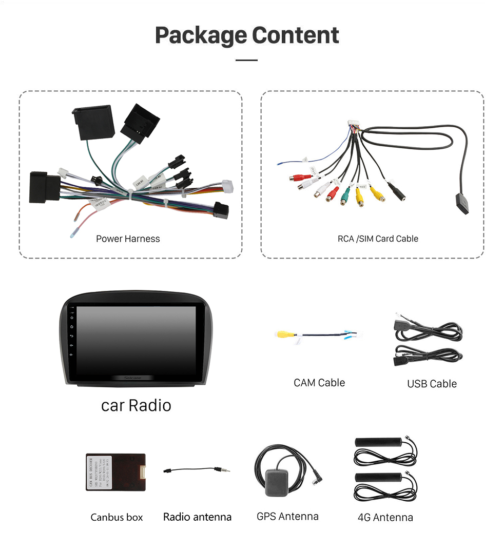 Seicane OEM Android 13.0 for 2001-2011 Mercedes Benz SL R230 SL350 SL500 SL55 SL600 SL65 Radio with Bluetooth 9 inch HD Touchscreen GPS Navigation System Carplay support DSP