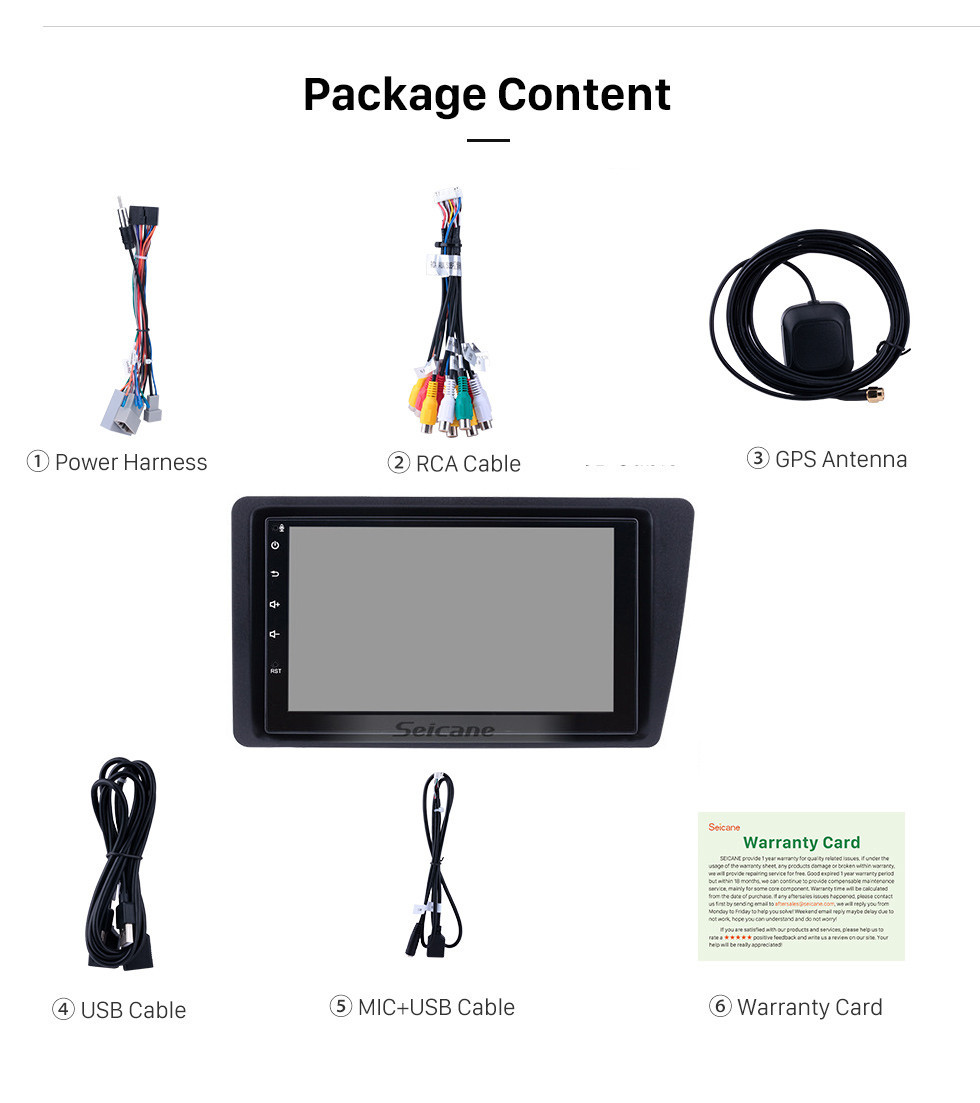 Seicane Multi-touch Android 11.0 Head Unit GPS for 2001-2005 Honda Civic with Radio RDS 3G WiFi Bluetooth 1080P Mirror Link OBD2