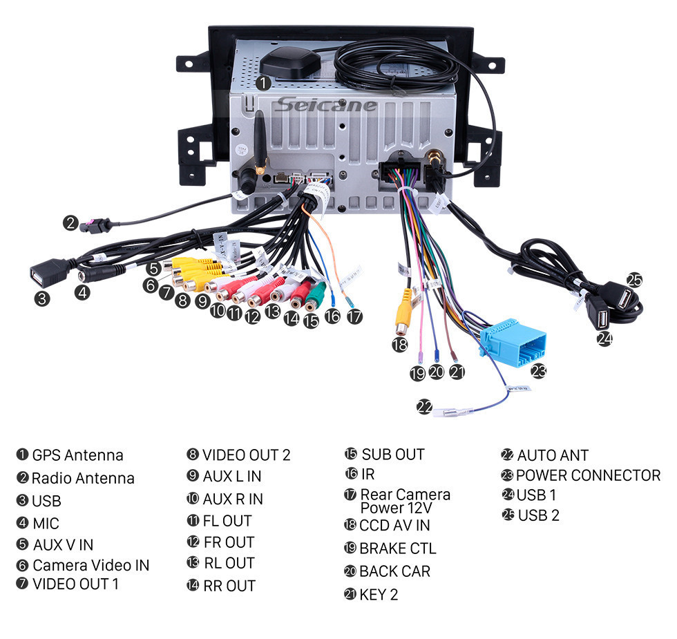 Seicane Sistema de áudio de carro com tela de toque de qualidade para 200-2005 Mitsubishi Airtrek / Outlander com suporte para DSP Carplay Navegação GPS Bluetooth Imagem na imagem