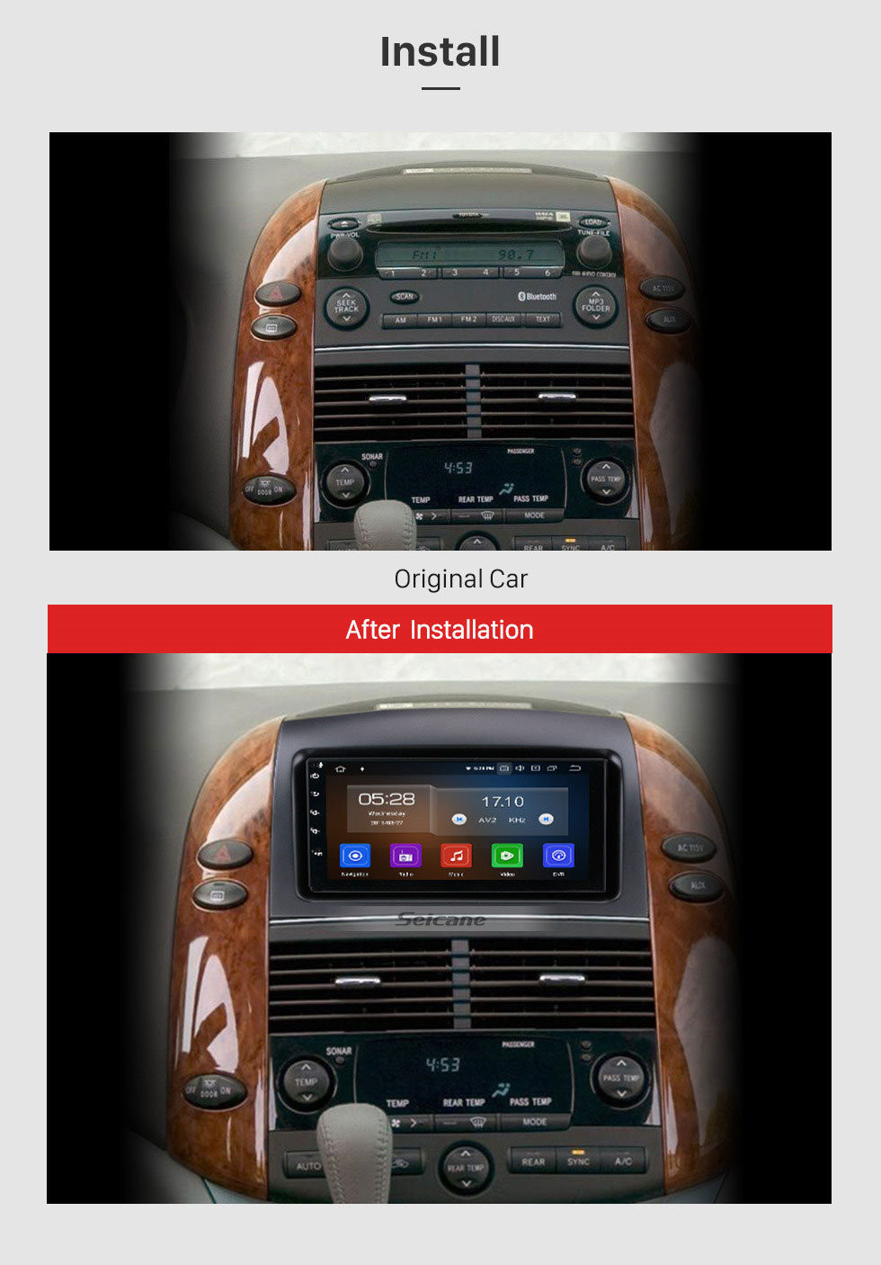 Seicane Sistema de navegación GPS Android 12.0 para Toyota Sienna 2004-2010 con cámara de respaldo Pantalla táctil HD 3G WIFI Control del volante Bluetooth Seicane Sistema de navegación GPS Android 12.0 para Toyota Sienna 2004-2010 con cámara de respaldo Pantalla táctil HD 3G WIFI Control del volante Bluetooth