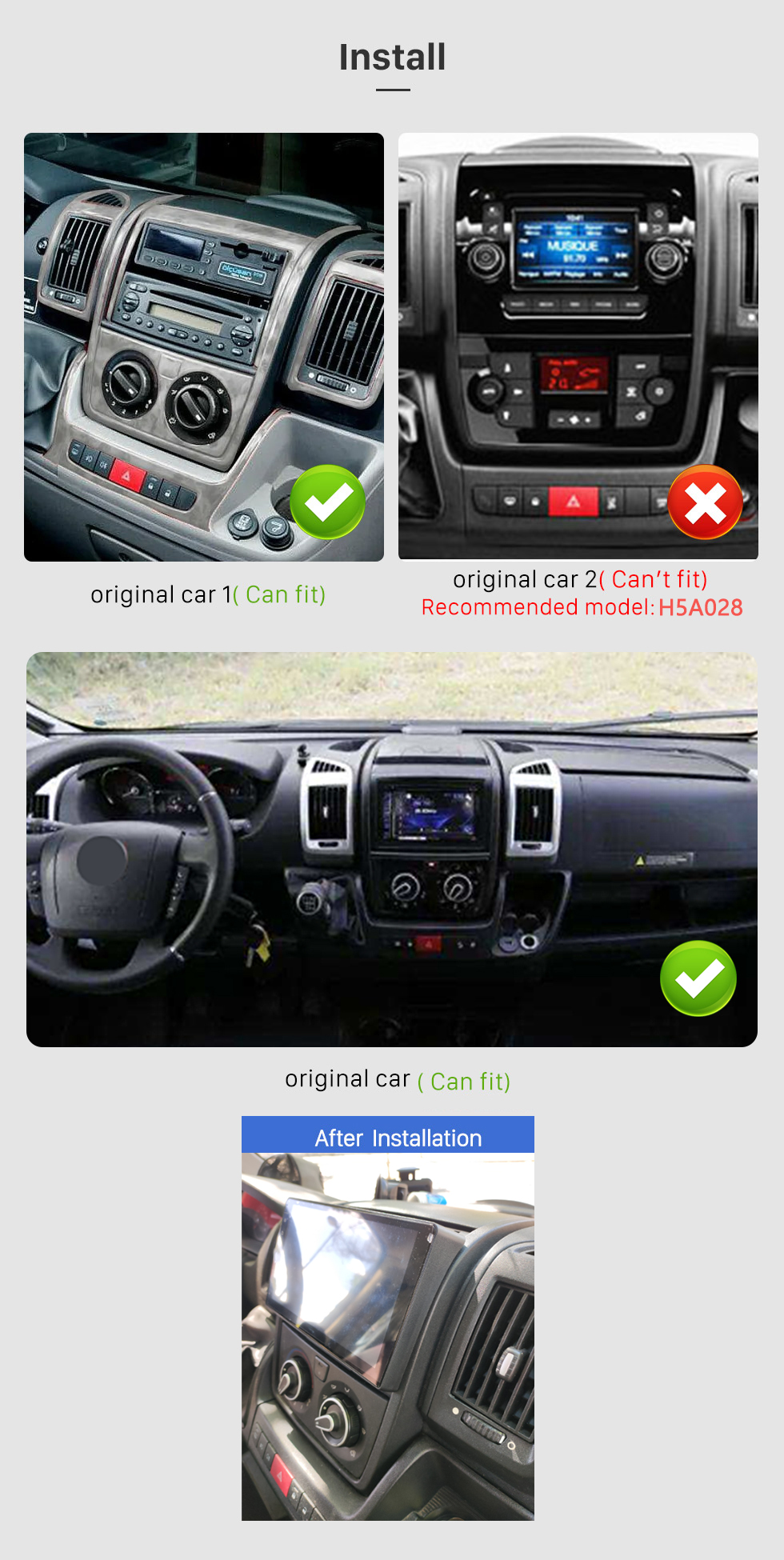 Seicane 9 pouces Android 10.0 pour 2006-2016 FIAT DUCATO LOW-END Radio Système de navigation GPS avec écran tactile HD Prise en charge Bluetooth Carplay OBD2