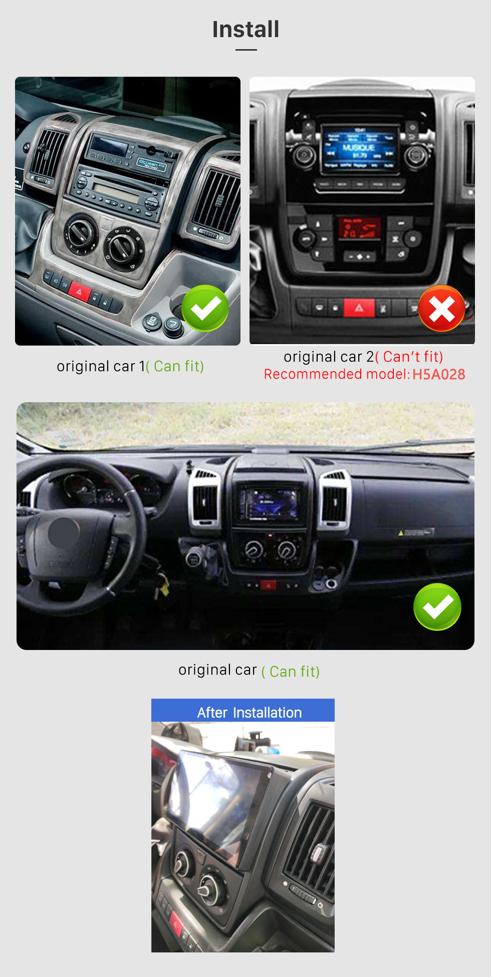 Seicane Android 13.0 pour 2006-2016 FIAT DUCATO LOW-END Radio Système de navigation GPS 9 pouces avec Bluetooth HD Touchscreen Carplay support SWC