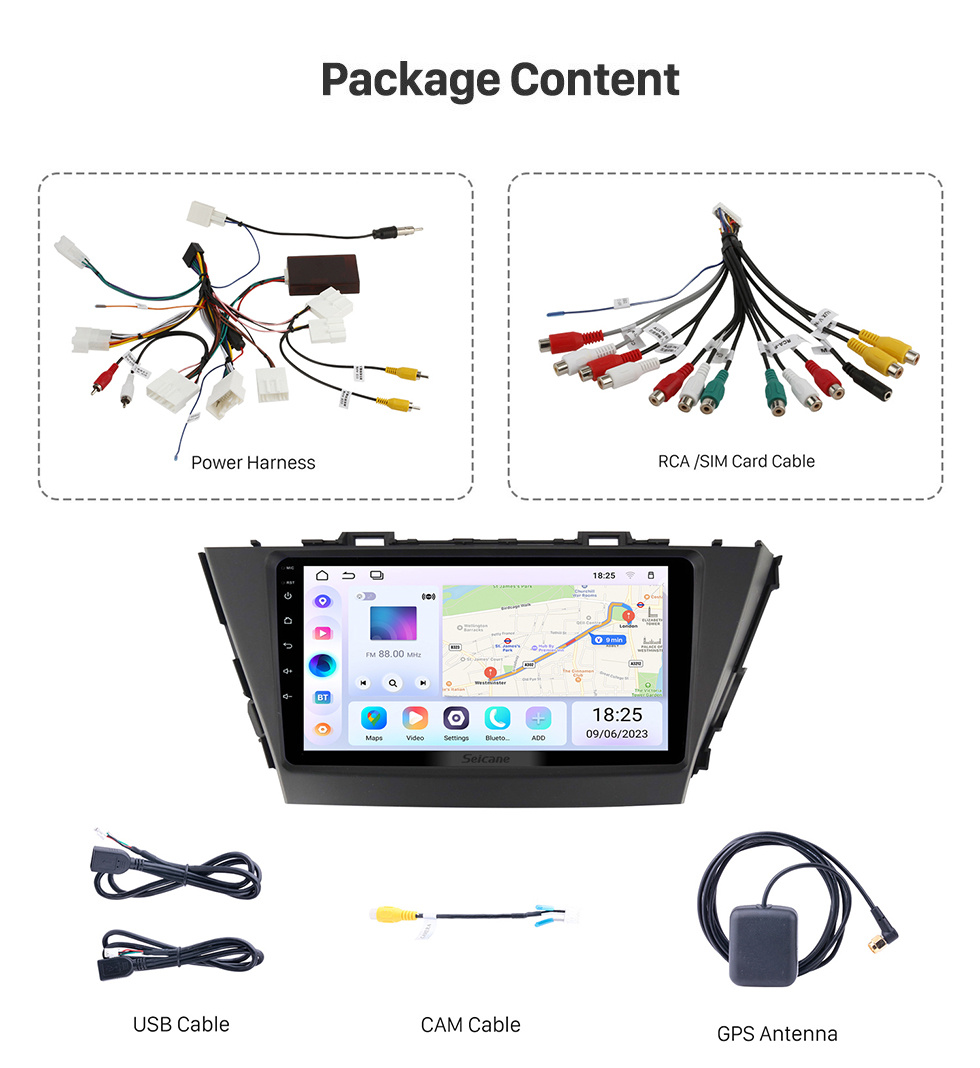 Seicane Pour 2004 TOYOTA ESTIMA/PREVIA/ACR30 Radio Android 10.0 HD Écran tactile 9 pouces Système de navigation GPS avec prise en charge Bluetooth Carplay DVR