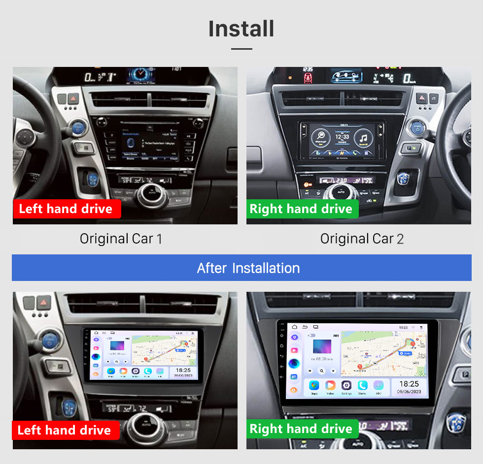 Seicane Pour 2004 TOYOTA ESTIMA/PREVIA/ACR30 Radio Android 10.0 HD Écran tactile 9 pouces Système de navigation GPS avec prise en charge Bluetooth Carplay DVR